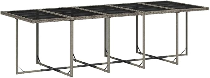 15 Piece Patio Dining Set, Foldable PE Rattan Garden Furniture with Tempered Glass Table and 14 Cushioned Chairs, Outdoor Space-Saving Cube Set for Backyard, Deck, and Poolside
