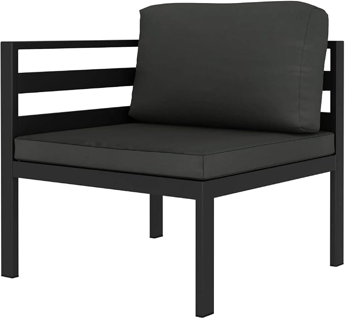 Garden Lounge Set Anthracite Aluminum, 4-Piece Modular Patio Conversation Sofa Furniture with Cushions, Matte Metal Outdoor Sectional Couch for Yard, Balcony and Terrace
