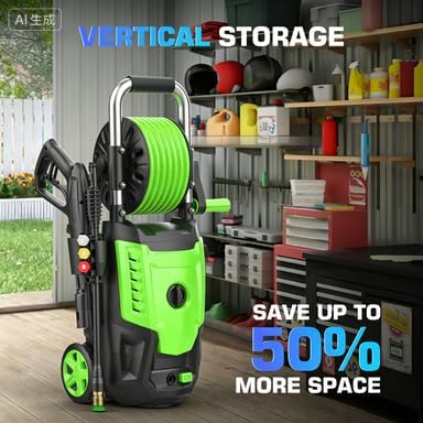Electric Pressure Washer 4800PSI, 4.0GPM Portable Power Washer with Foam Cannon,4 Nozzles,33FT Hose and Soap Bottle,Car Wash Machine/Car/Driveway/Patio Clean,Green