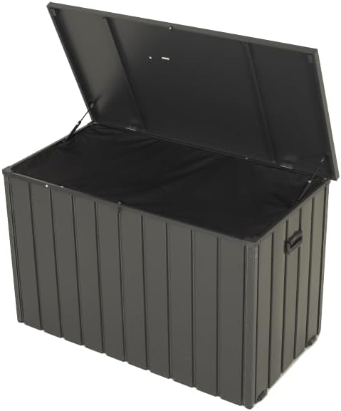 160 Gallon Waterproof Outdoor Deck Box Storage Chest in Dark Gray, Large Capacity Patio Storage for Garden Tools, Cushions, and More (200 Gallon (Dark Gray) + Waterproof Storage Bag)
