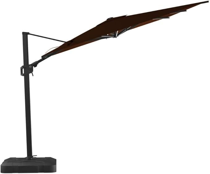 Midtown Umbrellas 9x9 Ft Outdoor Cantilever Patio Umbrella w/Sunbrella Aruba - Tilt 360° Rotate Offset Patio Umbrella, Deck Patio Umbrella, Backyard Umbrella & Garden Umbrella - Black Frame