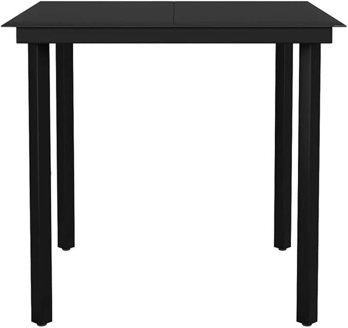 BOWERY HILL 3-Piece Powder-Coated Steel Patio Dining Set, Black Finish, Includes Table and 2 Chairs, Weather-Resistant Outdoor Furniture for Garden, Balcony, or Terrace Use