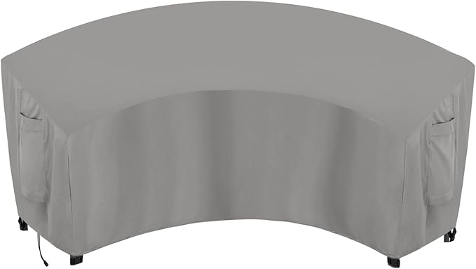 OutdoorLines Waterproof Curved Outdoor Sectional Cover - UV Resistant Windproof Patio Sectional Sofa Covers for Deck, Lawn and Backyard, Heavy Duty Furniture Covers (90Lx34Dx32Hx46FL, Grey)