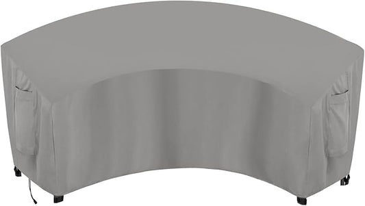 OutdoorLines Waterproof Curved Outdoor Sectional Cover - UV Resistant Windproof Patio Sectional Sofa Covers for Deck, Lawn and Backyard, Heavy Duty Furniture Covers (90Lx34Dx32Hx46FL, Grey)