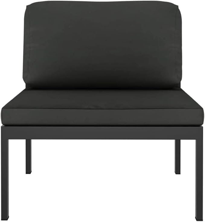 2-Seater Outdoor Sofa, Modern Matte Anthracite Aluminum Patio Couch, Modular Garden Middle Sofa Set with Cushions for Terrace, Balcony and Backyard, 2-Piece