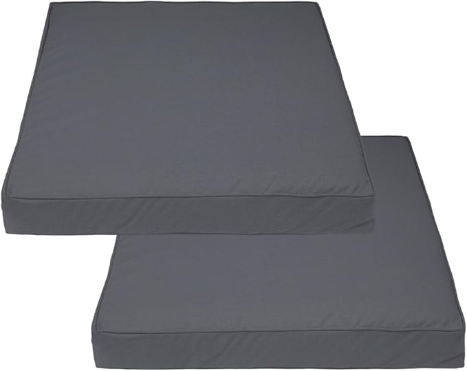 Covers & All Square Outdoor Cushion Covers for Patio Furniture Sets, Water, Tear & UV Resistant Polyester Cushion Slipcover with Zippers (Pack of 2) (20" L x 20" W x 4" Thick, Charcoal Gray)