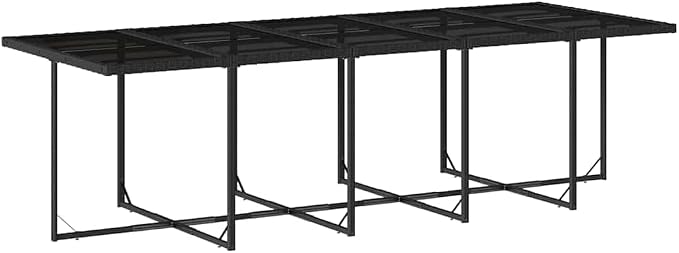 WXGTBKPR 15-Piece Outdoor Dining Set, Large Foldable PE Rattan Garden Table and Chairs for Patio, Backyard, and Terrace Gathering, Black