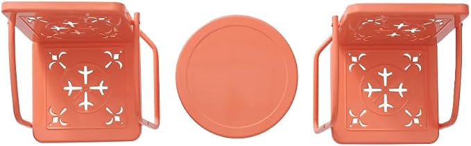 Crosley Furniture Azalea 3-Piece Vintage Outdoor Chair and Side Table Set, Retro Metal Patio Conversation Sets, Coral Gloss