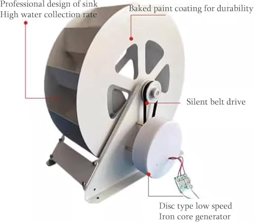 100W Micro Hydro Generator Low Speed Water Wheel Turbine for Outdoor Ditch Stream Power Supply Silent Belt Drive 5-24V Battery Charging Compact Steel Design for Camping Emergency Lighting Portable