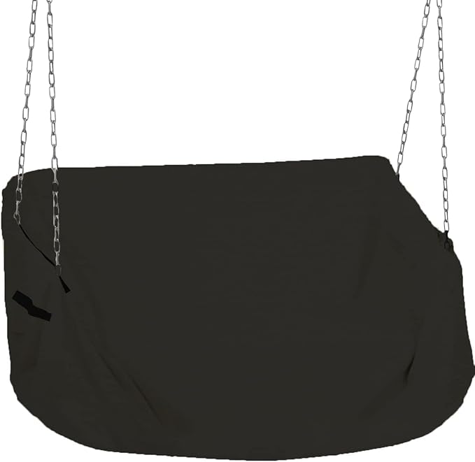 Porch Swing Cover 86Inch Waterproof 600D Oxford Hanging Outdoor Swing Cover Garden Hammock Patio Furniture Covers (Black, 86x45x(32-24) Inch)
