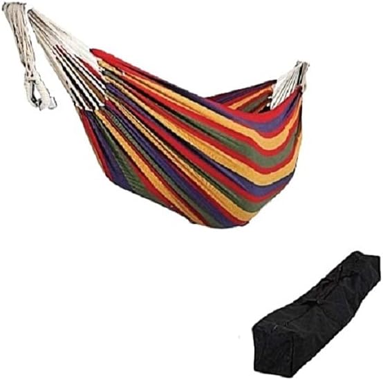 Brazilian Double Hammock Bed for 2 Person, Portable Hammock Bed for Indoor or Outdoor Use with Carrying Pouch