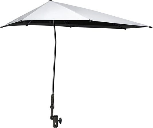 Prospo Adjustable Beach Umbrella with Universal Clamp, Portable UPF 50+ UV Protection Umbrella for Chair, Wheelchair, Golf Cart, Stroller, Bleacher, Patio