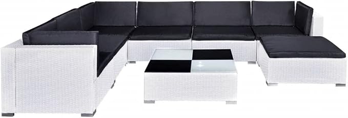 8 Piece Patio Lounge Set with Cushions,Outdoor Couch,Patio Bar Set,Modern Outdoor Furniture,Dining Bench with Back,Bistro Set,for Patio Deck Garden,Backyard & Lawn,Poly Rattan White