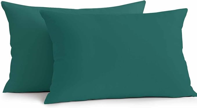 Lumbar Pillow Covers 20x12 Inch Set of 2, Dark Green Waterproof Outdoor Cushion Covers, Modern Pure Dark Green Decorative Pillowcases for Couch, Sofa, Bed, Garden, Patio