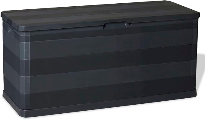 Outdoor Storage Box 280L Large Deck Container Waterproof Polypropylene Bin for Garden Patio Backyard Tools Cushion Organizer Black