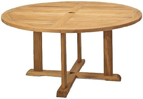 New 5 Pc Luxurious Grade-A Teak Wood Outdoor Dining Set - 60" Round Dining Table and 4 Devon Arm/Captain Chairs #WHDSDVl