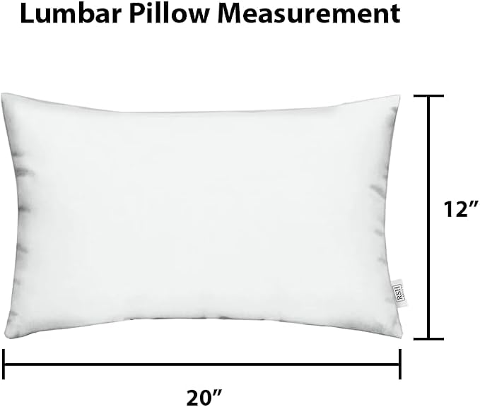 RSH DECOR Sunbrella 20" x 12" Lumbar Throw Pillows Set of 2 | Water and Fade-Resistant Performance Fabric | Outdoor Pillow Covers with Down-Alternative Inserts | Made in USA (Cast Ocean Blue)