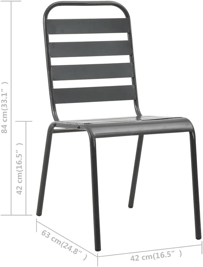 vidaXL Patio Dining Set 7 Piece, Outdoor Dining Set for Garden, Table and Chair for Balcony Dinner, Dining Table, Industrial Style, Steel Dark Gray
