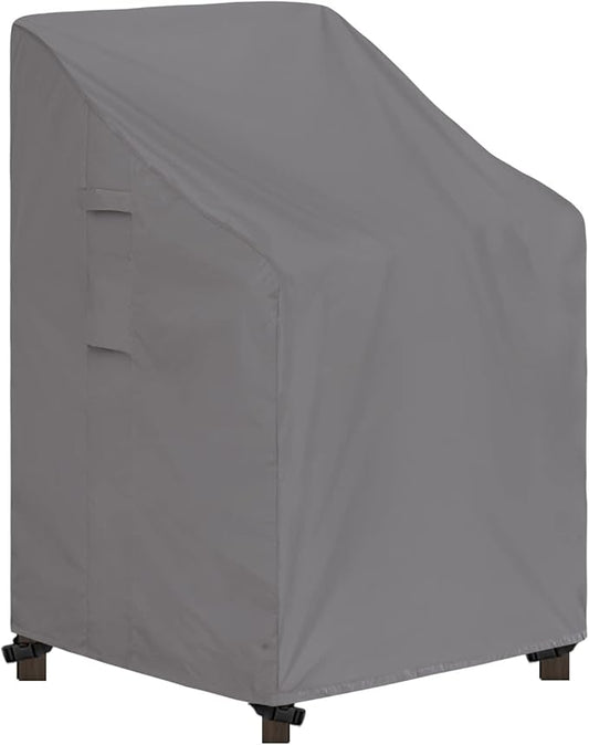 Easy-Going Stackable Patio Chair Cover UV Resistant Outdoor Chair Cover Waterproof Lawn Patio Furniture Covers Fits for 4-6 Stackable Dining Chairs (1 Pack-28Wx36Dx47H inch, Grey)