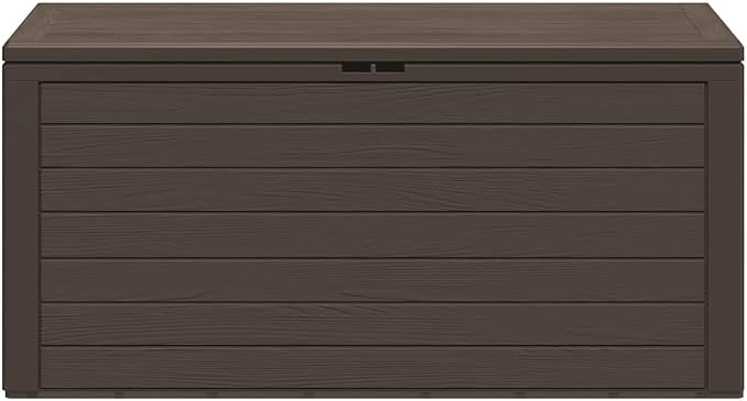 Outdoor Storage Box 76 Gallon Weather Resistant Deck Container for Garden Patio Decking Brown 45.7x17.3x21.7 Inches