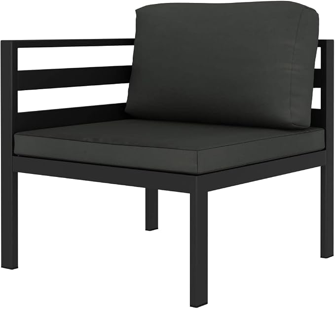 5-Piece Modular Garden Lounge Set, Anthracite Aluminum Patio Furniture Sectional Couch with Cushions, Includes 2 Corner Sofas, 2 Middle Sofas and 1 Table for Yard Balcony