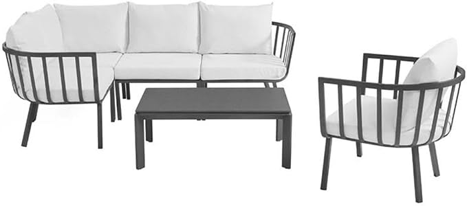 Casafoyer Riverside 6-Piece Outdoor Patio Aluminum Set in Gray/White