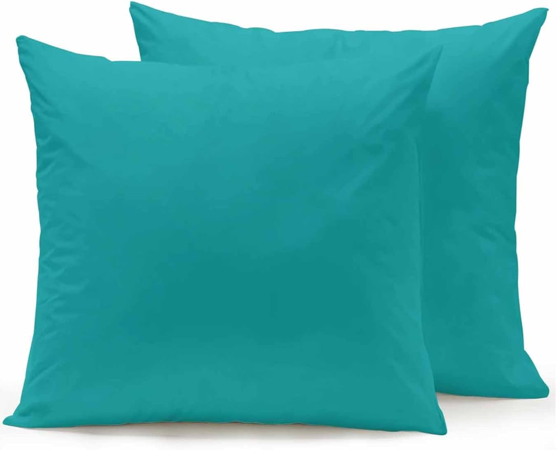 Waterproof Outdoor Pillow Set of 2 Teal Green Decorative Throw Pillows Cover & Insert 16x16 Inch Pillowcase Solid Teal Color Square Pillows for Couch Sofa Bed Patio Furniture Indoor Outdoor