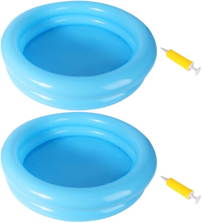 Garneck 2 Sets Inflatable Baby Swimming Pool, Kids Round Swimming Pool with Pump, Small Inflatable for Indoor Outdoor Play