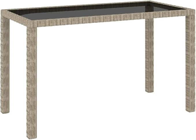 BOWERY HILL Contemporary Synthetic Poly Rattan 6-Piece Patio Dining Set, Powder-Coated Beige/Cream Finish, Cushioned Seats, Weather-Resistant Outdoor Dining Furniture for Garden or Terrace