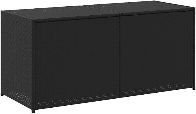 Garden Storage Box 75 Gallon Large Outdoor Deck Box Black PE Rattan Container with Gas Spring Lid and Inner Bag for Patio Cushions Garden Tools Pool Supplies 47.2 Inch