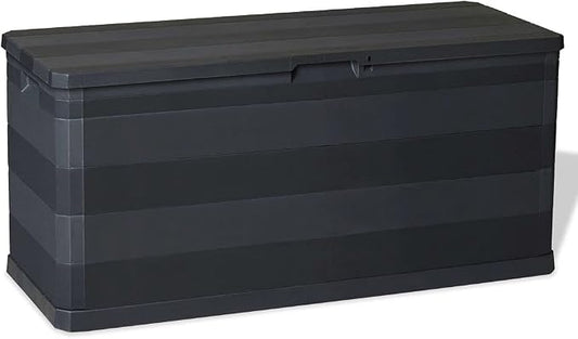 (Fast Shipments) Deck Box Cover Waterproof Patio Storage Box Cover Outdoor Back Yard Large Deck Storage Box Covers Protector for Winter Garden Storage Box Black 46.1"x17.7"x22"