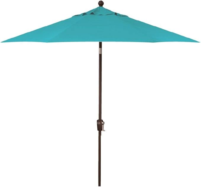 Treasure Garden Octagonal 9 ft Patio Umbrella - Outdoor Furniture Table Umbrella – Push-Button Tilt – Bronze Aluminum Frame (Obravia, Aqua)