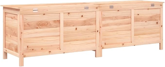 Large Solid Fir Wood Garden Storage Box with Ventilated Slatted Bottom, Rustic Outdoor Patio Organizer for Cushions and Gardening Tools, Moisture-Resistant Wooden Deck Box