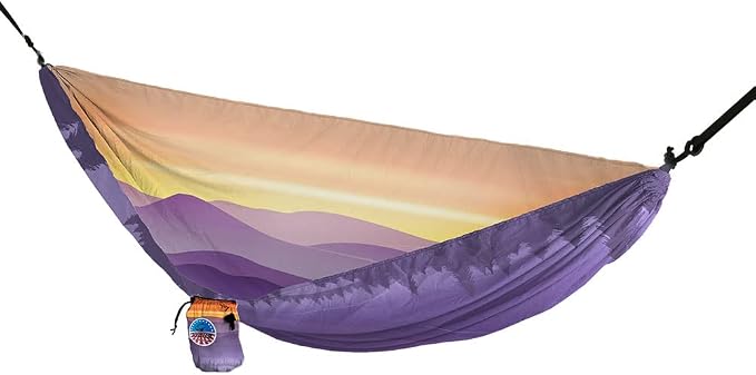 YUKON OUTFITTERS Outdoor 1.5 oz Ripstop Polyester Vista Printed Hammock w/Tree Straps, Smoky Sunset