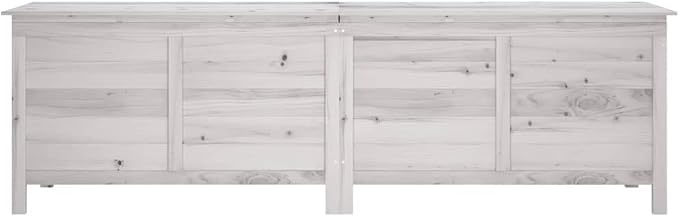 White Outdoor Storage Box 198.5x50x56.5cm Solid Fir Wood Garden Deck Box for Patio Furniture Cushions Pool Toys Backyard Organization