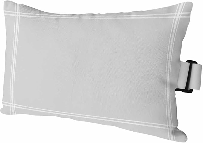 Outdoor Pillow for Lounge Chair with Strap & Insert Solid Color Recliner Head Pillow Light Grey Pearl Grey Waterproof Headrest Patio Lumbar Pillows for Beach Pool Office Chaise Chair 12x20 Inch