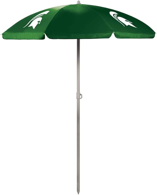 PICNIC TIME NCAA Michigan State Spartans Outdoor Canopy Sunshade Beach Umbrella 5.5' - Small Patio Umbrella - Beach Chair Umbrella