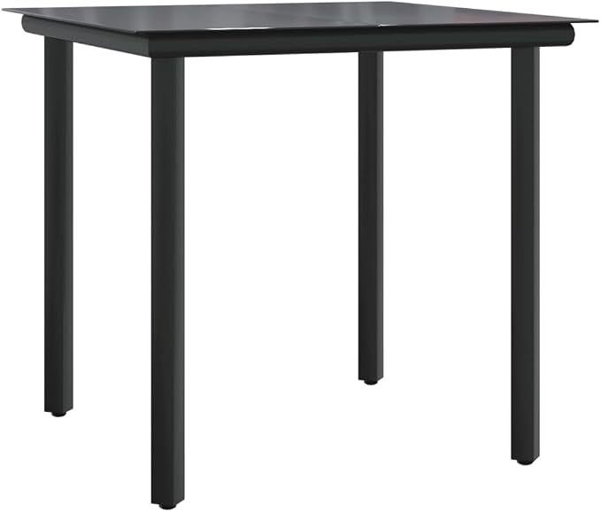 3 Piece Patio Dining Set with Cushions Black Poly Rattan Outdoor Table and Chairs for Garden Backyard Deck Tempered Glass Top UV Proof Weather Resistant