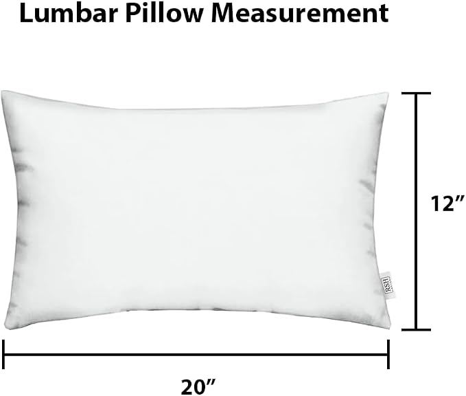 RSH DECOR: Sunbrella Lumbar Throw Pillows Set of 2 | 20" x 12" | Water and Fade-Resistant Performance Fabric | Outdoor Pillow Covers with Down-Alternative Inserts | Brannon Whisper