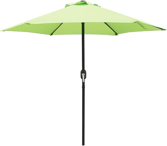7.5 Feet Outdoor Umbrella with Crank Weather Resistant Umbrella Durable 6 Sturdy Steel Ribs Market Outdoor Table Umbrella Green