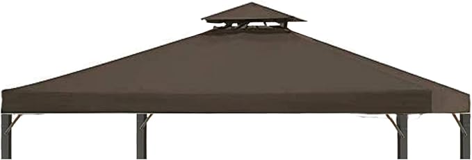 Gazebo Replacement Top 10x12 FT, Gazebo Canopy Replacement Cover for 2 Tier Outdoor Patio Garden Tent Frames,Canopy Cover with Air Vent, Brown