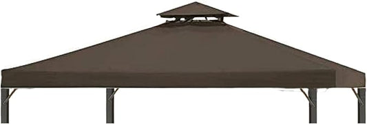 Gazebo Replacement Top 10x12 FT, Gazebo Canopy Replacement Cover for 2 Tier Outdoor Patio Garden Tent Frames,Canopy Cover with Air Vent, Brown