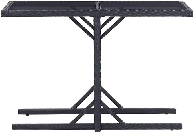 Afuera Living 3-Piece Patio Dining Set, Black Polyethylene Rattan and Powder-Coated Steel, Weather-Resistant Design, Stackable Chairs, Easy-Clean Glass Table, Modern Outdoor Furniture for Garden or