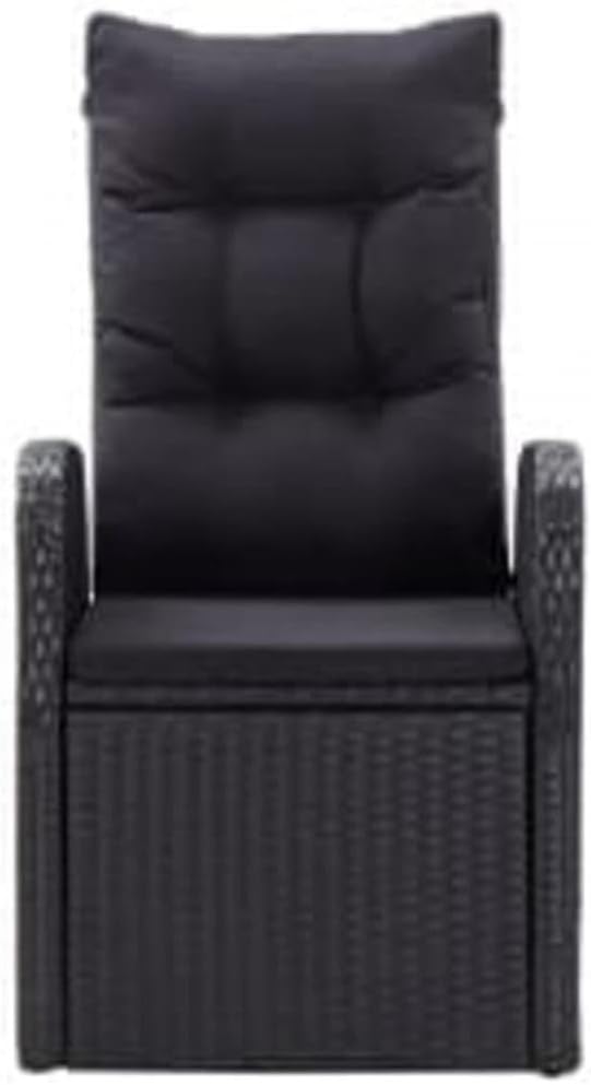 Afuera Living 5-Piece PE Rattan Patio Dining Set, Powder-Coated Steel Frame, Glass Table, Black Finish, Weather-Resistant Outdoor Furniture with Cushioned Reclining Chairs for Backyard or Terrace