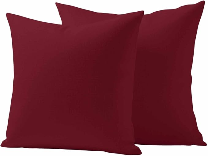 Outdoor Pillow Covers,Wine Red Dark Maroon Decorative Throw Pillow Cover Waterproof Pillowcase Set of 2,Linen Cushion Case for Sofa Couch Bed 16x16 Inch,Burgundy Red