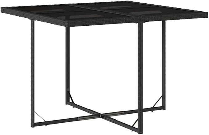 5-Piece Garden Dining Set with Cushions, Black and Cream PE Rattan Patio Table and Chairs, Space-Saving Outdoor Furniture for Balcony, Backyard and Terrace