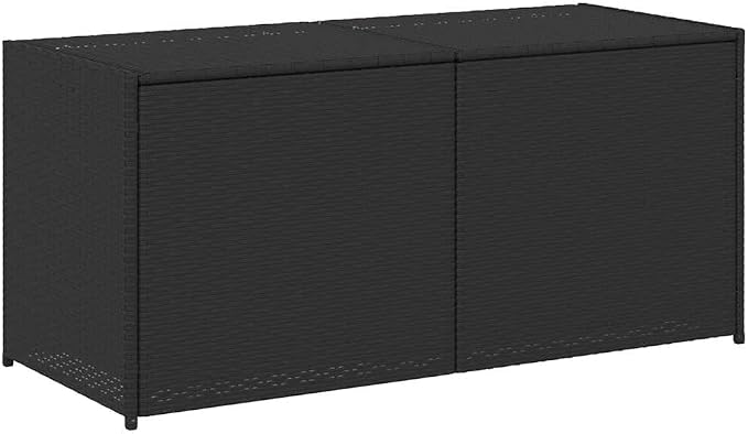 Garden Storage Box 75 Gallon Large Outdoor Deck Box Black PE Rattan Container with Gas Spring Lid and Inner Bag for Patio Cushions Garden Tools Pool Supplies 47.2 Inch