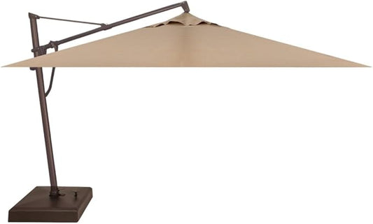 Treasure Garden AKZ PLUS Cantilever Umbrella 10'x13' Rectangular Sunbrella Heather Beige Canopy and Bronze Frame with Rolling Base