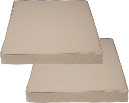 Covers & All Square Outdoor Cushion Covers for Patio Furniture Sets, Water, Tear & UV Resistant Polyester Cushion Slipcover with Zippers (Pack of 2) (16" W x 16" D x 4" Thick, Beige)