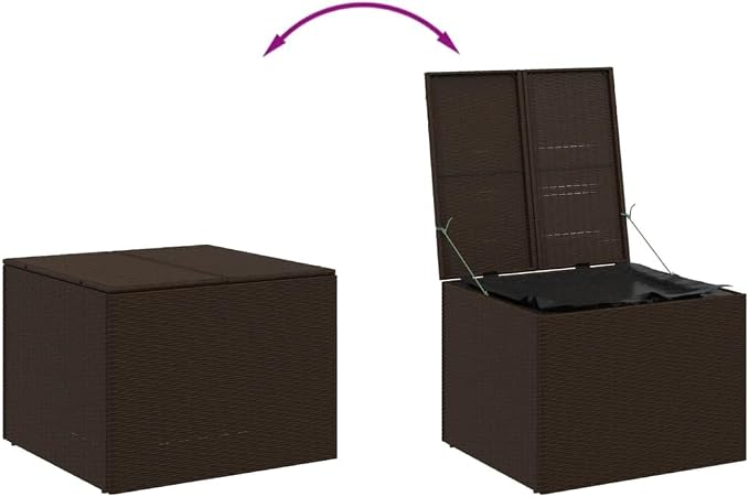 Outdoor Rattan Wicker Garden Storage Box, Patio Deck Storage Box, Patio Storage Container for Indoor, Patio Furniture Cushions, Pool Supplies,Brown 76.9 Gal Poly Rattan,-246